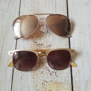 Two Pairs of Rose Gold Sunglasses